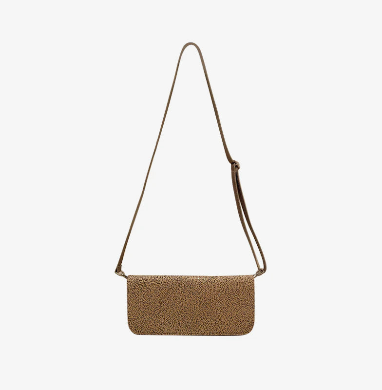 Alina Soft Leather Clutch in Taupe & Yellow - NOTTEVERA