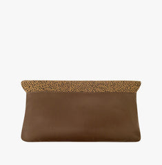 Alina Soft Leather Clutch in Taupe & Yellow - NOTTEVERA