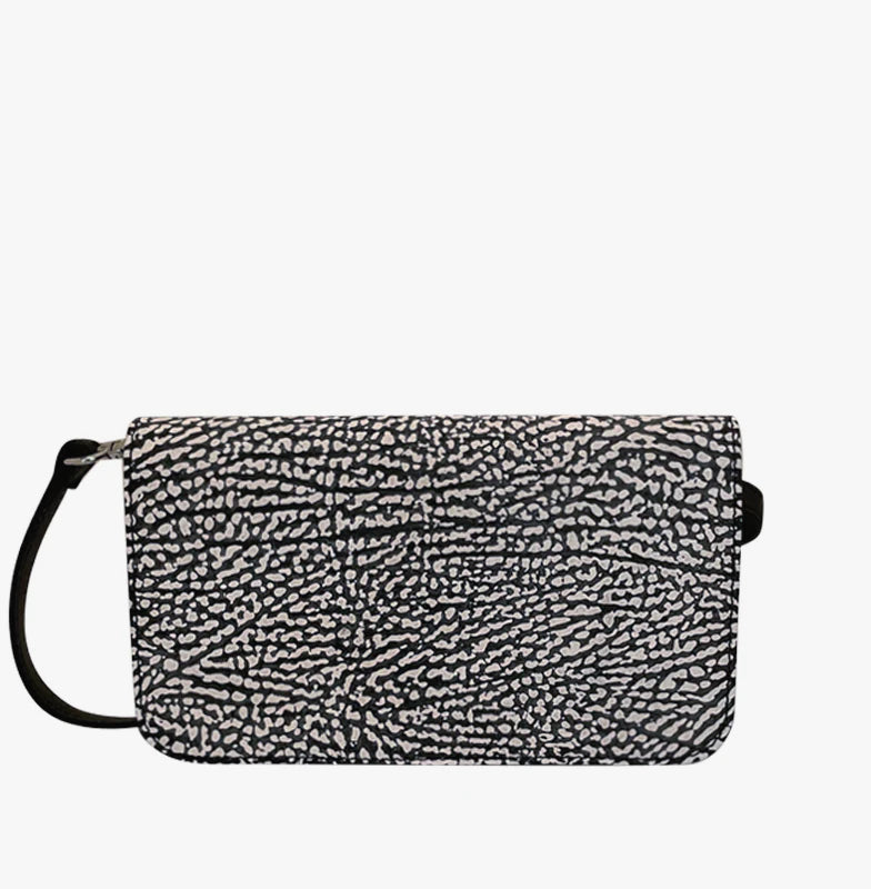 Amina Soft Leather Clutch in Black & White - NOTTEVERA