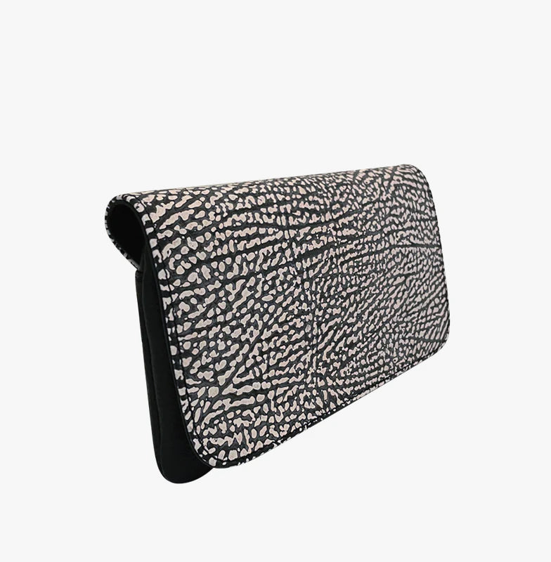 Amina Soft Leather Clutch in Black & White - NOTTEVERA
