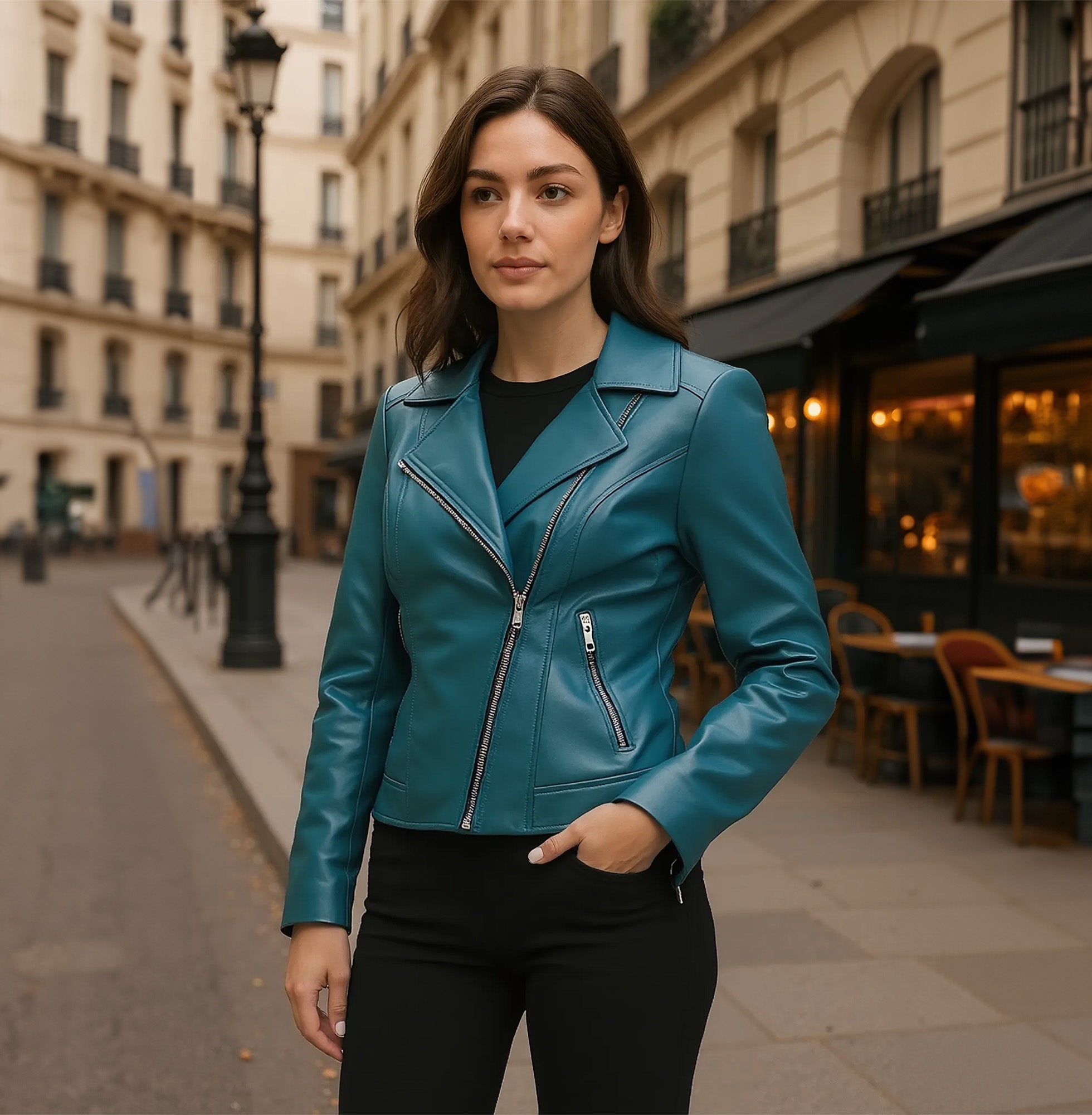 BROOKLYN BLUE LAMB LEATHER JACKET NOTTEVERA
