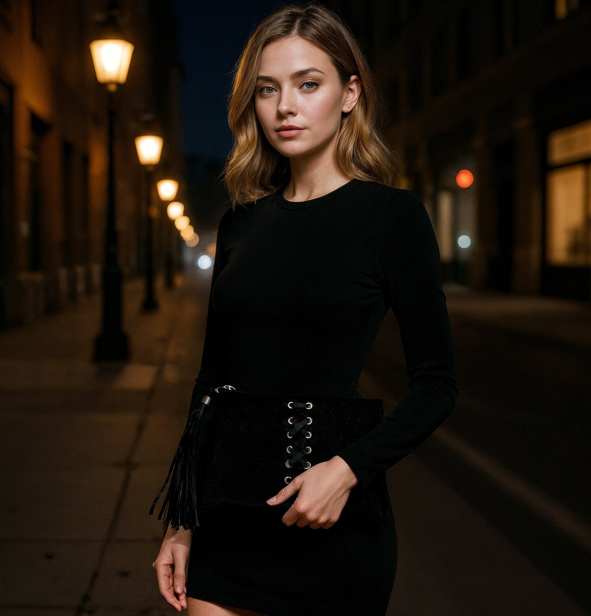 CARYN DARK WASHED LEATHER CLUTCH