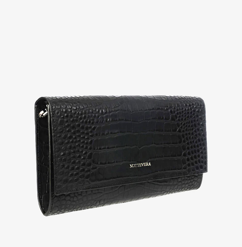 Cleo Croc Embossed Leather Clutch | NOTTEVERA