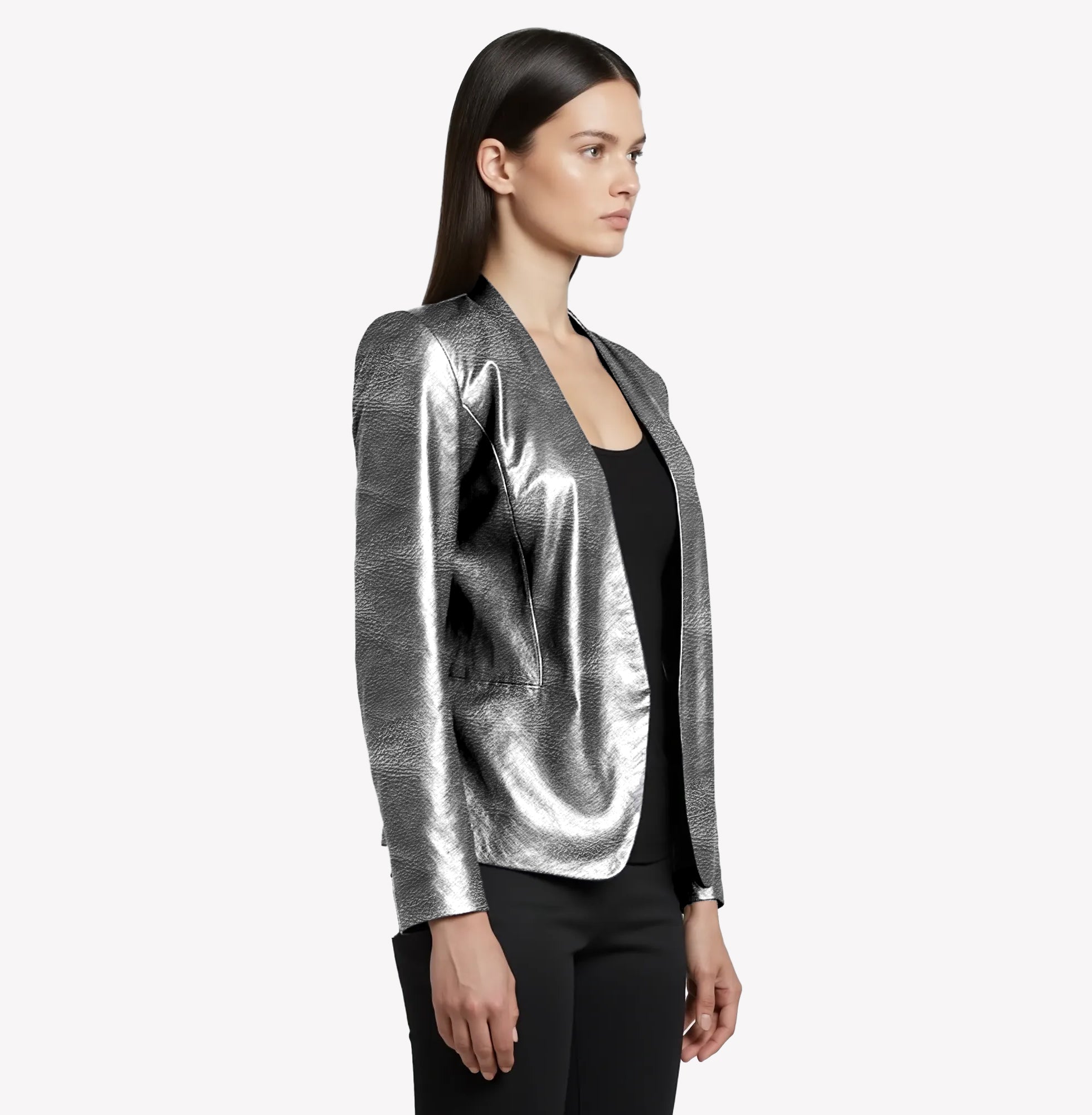 EVALINA LAMINATED SHEEPSKIN COLLARLESS JACKET NOTTEVERA