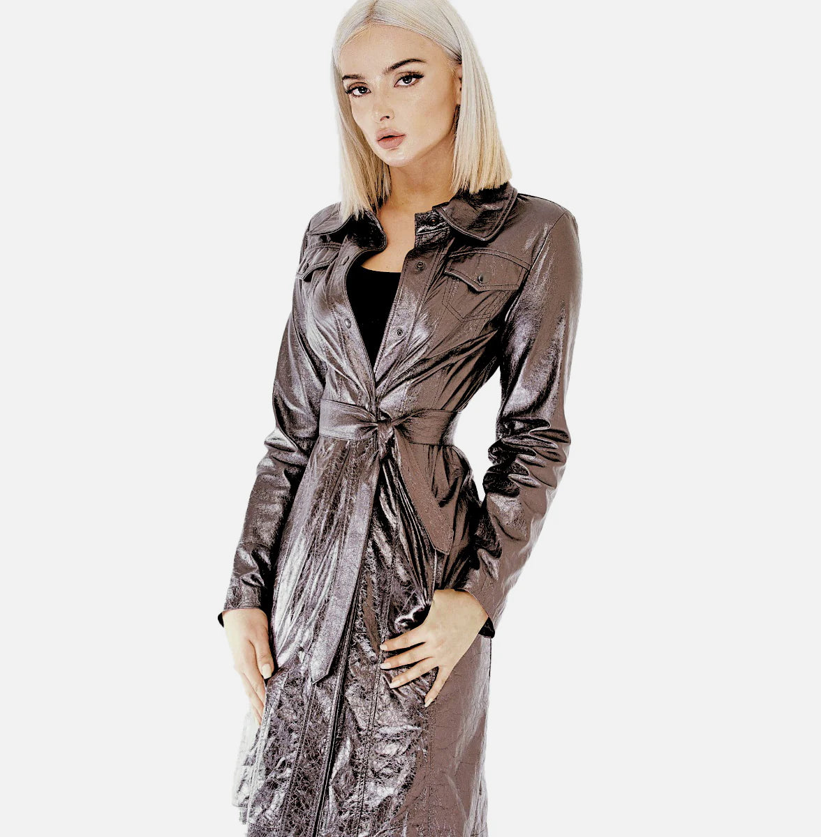 EVALINA LAMINATED SHEEPSKIN TRENCH - NOTTEVERA