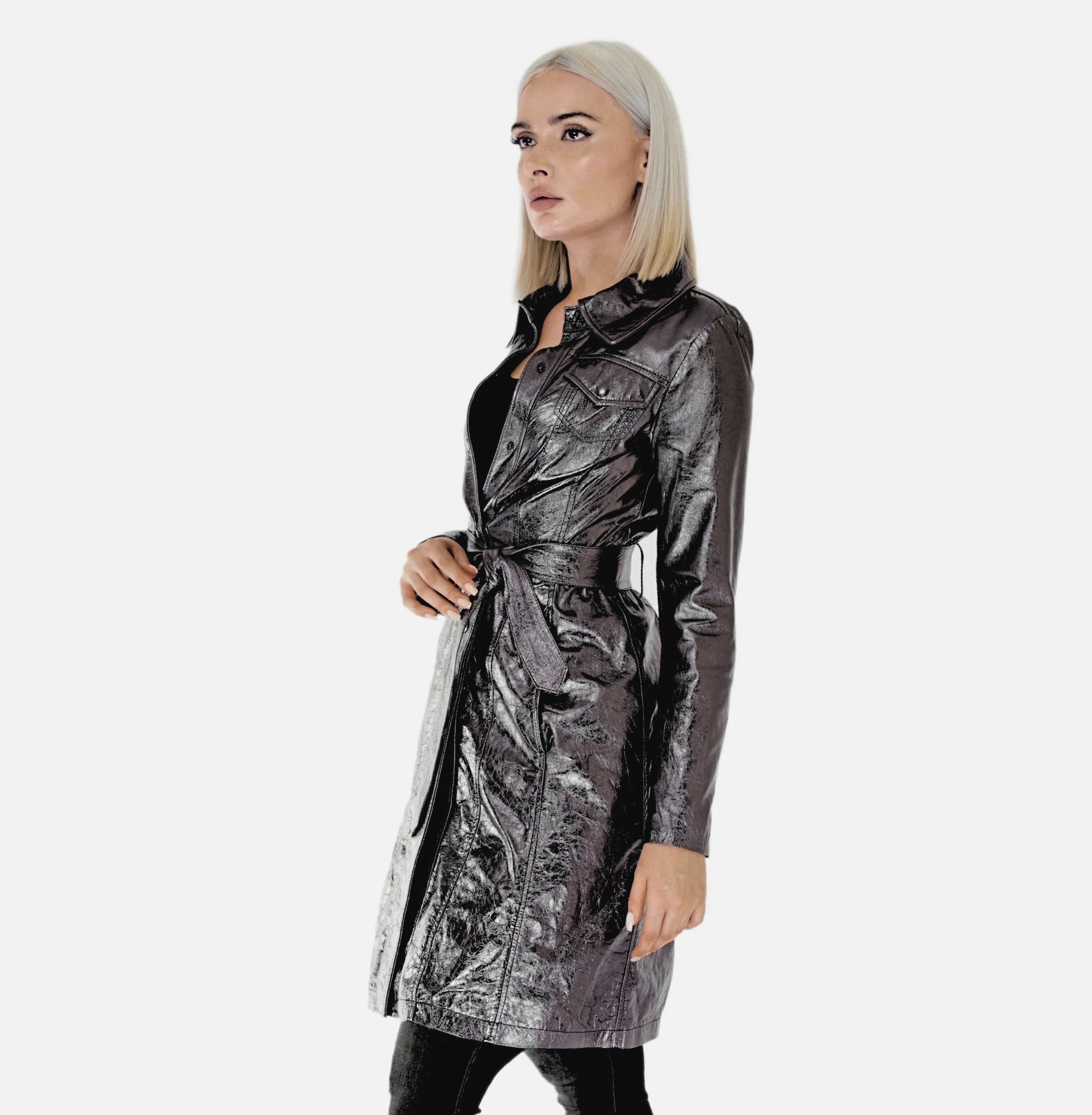 EVALINA LAMINATED SHEEPSKIN TRENCH - NOTTEVERA