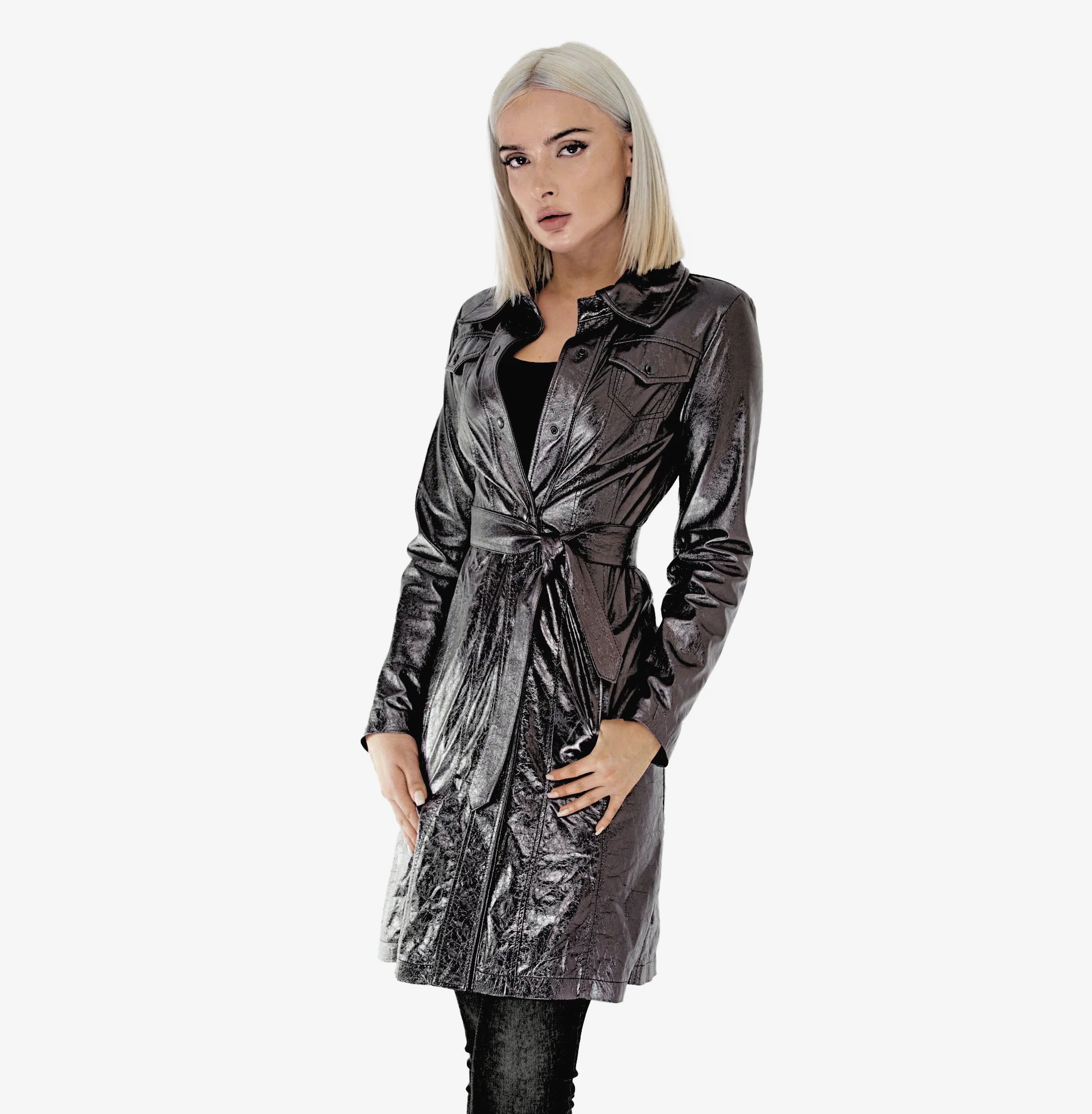 EVALINA LAMINATED SHEEPSKIN TRENCH - NOTTEVERA