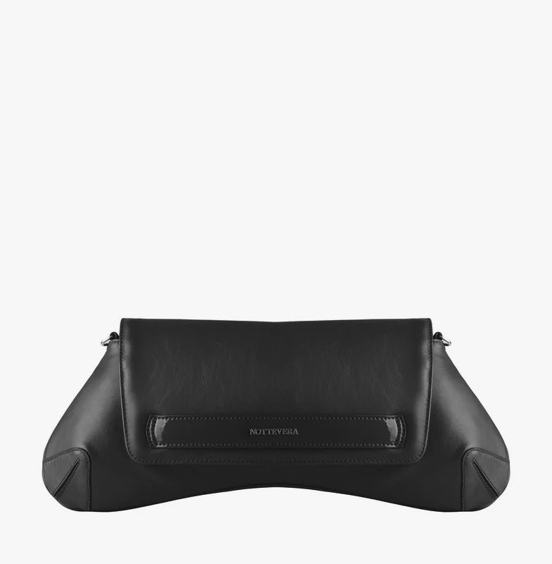 LINDA LEATHER CLUTCH - BLACK - NOTTEVERA