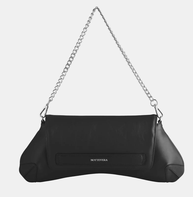 LINDA LEATHER CLUTCH - BLACK - NOTTEVERA