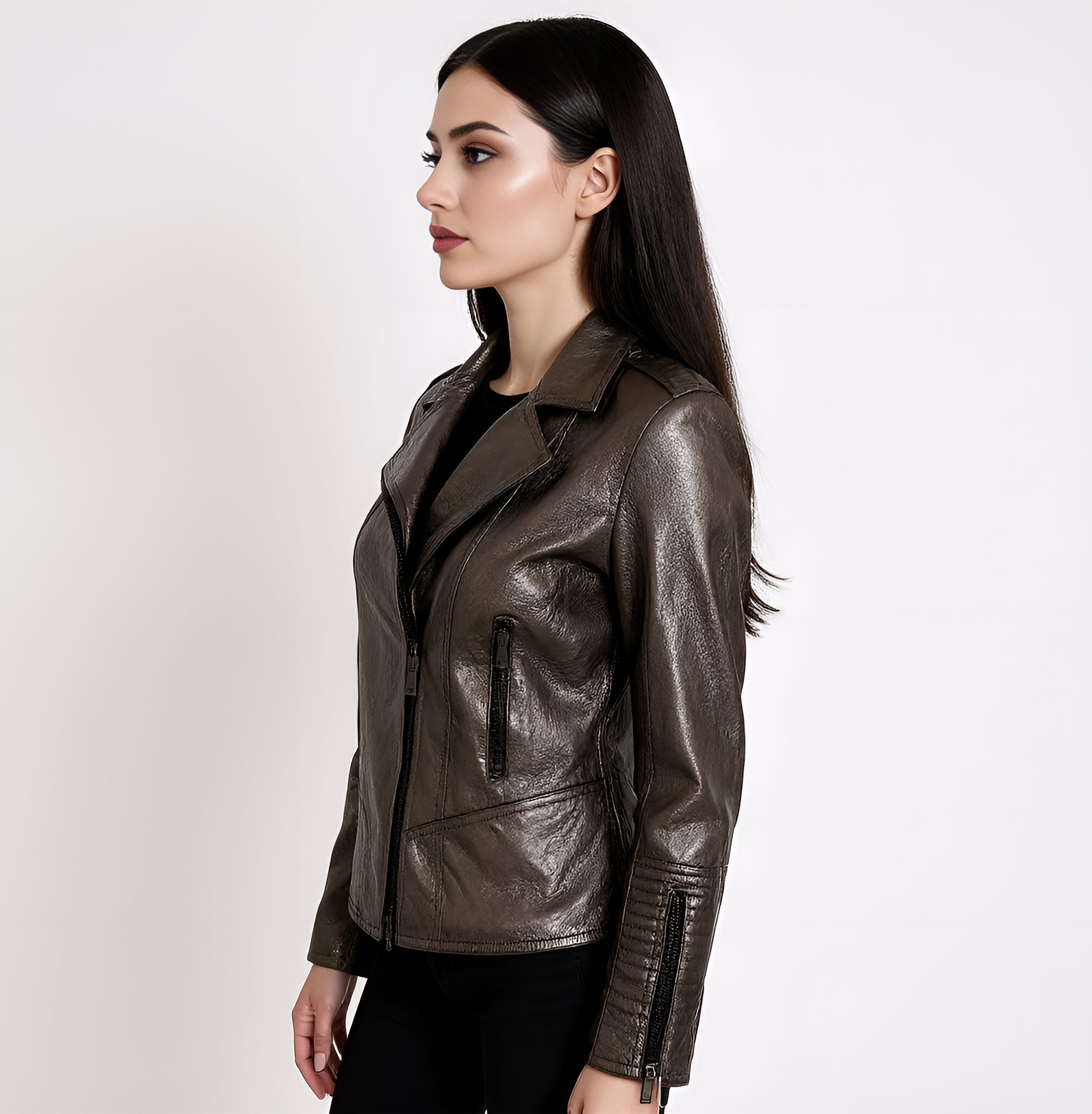 TONYA MOTO LAMB JACKET - LAMINATED SILVER