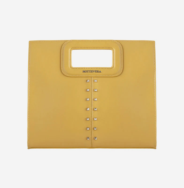 NAOMI LEATHER TOTE - MUSTARD YELLOW