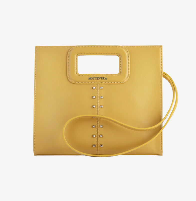 NAOMI LEATHER TOTE - MUSTARD YELLOW