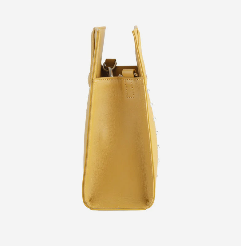 NAOMI LEATHER TOTE - MUSTARD YELLOW