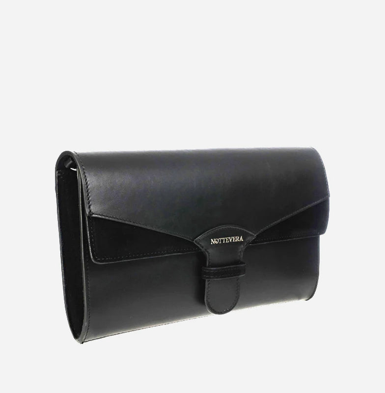 Sofia Black Leather Clutch | NOTTEVERA