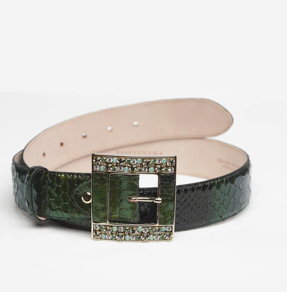 MELISSA DARK GREEN PYTHON BELT