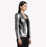 EVALINA LAMINATED SHEEPSKIN COLLARLESS JACKET NOTTEVERA