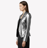 EVALINA LAMINATED SHEEPSKIN COLLARLESS JACKET NOTTEVERA