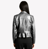 EVALINA LAMINATED SHEEPSKIN COLLARLESS JACKET NOTTEVERA
