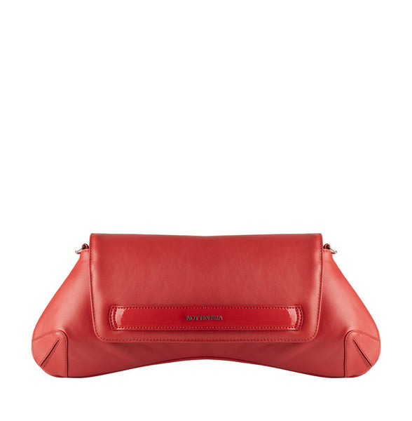 LINDA LEATHER CLUTCH - RED