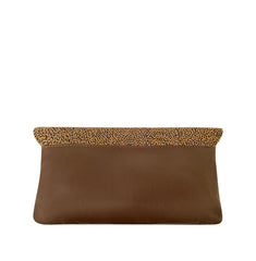 Alina Soft Leather Clutch in Taupe & Yellow - NOTTEVERA
